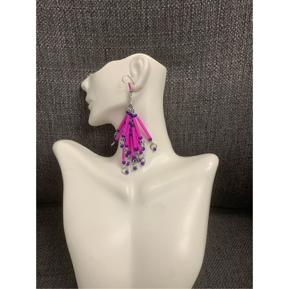 Handmade Straw Dangle Earrings